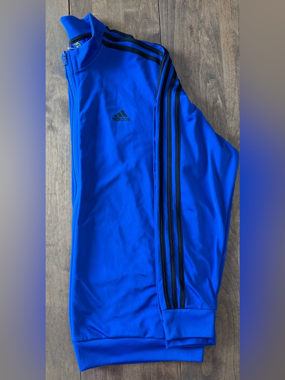 Adidas Primegreen Essentials Warm-Up 3 Stripe Jacket in Royal Blue and Black XL - Picture 7 of 7